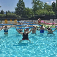 water aerobics in the pool
