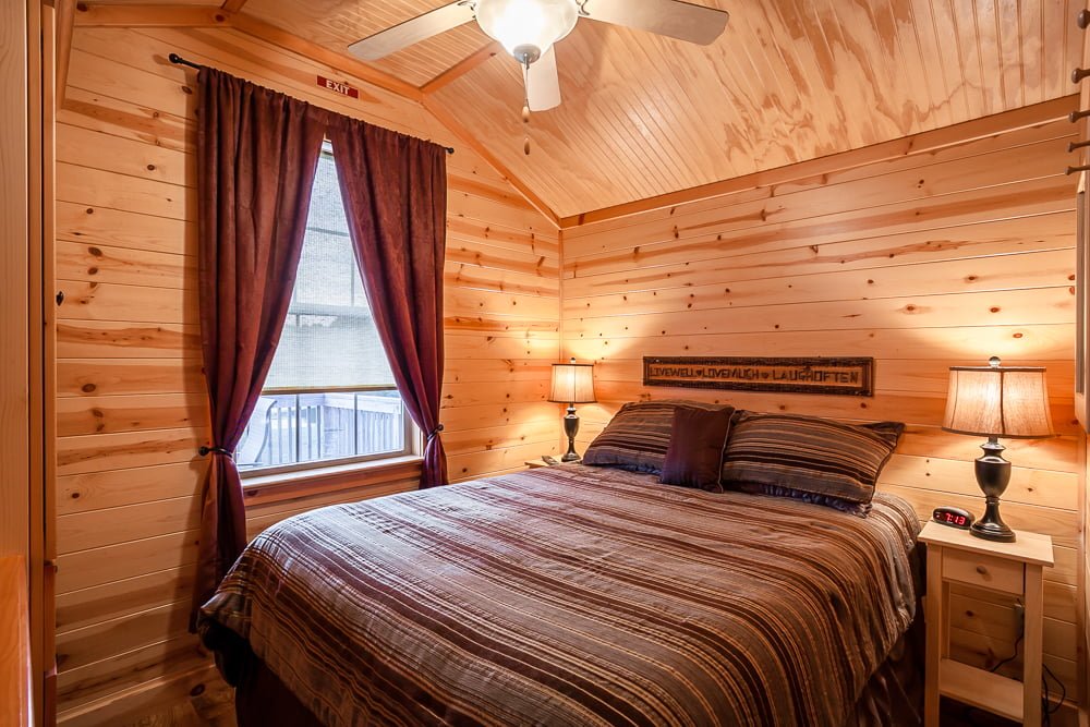Master Bedroom with window in cabin