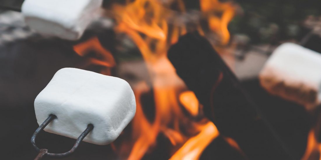 Marshmallows roasting over campfire