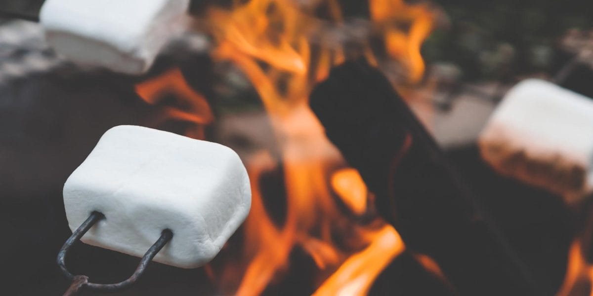 Marshmallows roasting over campfire
