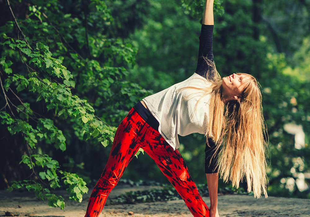 Woman stretching in a yoga pose