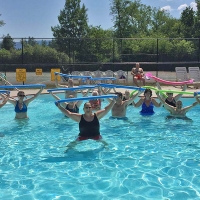 water aerobics in the pool