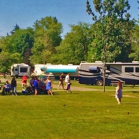 people playing bocce ball at campground