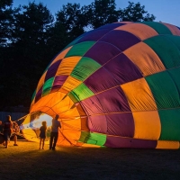 hot air balloon at night