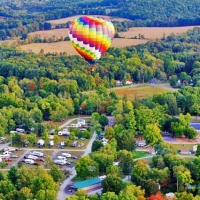 aerial view of hot air balloon