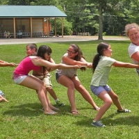 children playing tug of war