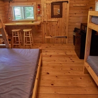 bunk beds with counter area