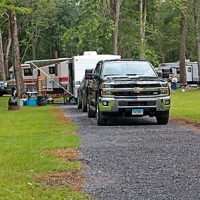 truck parked at campsite