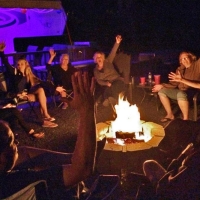 having fun at a bonfire