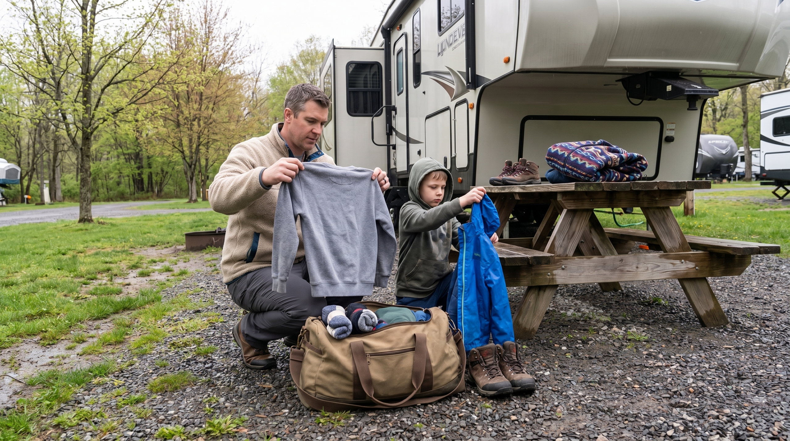 What should you wear for spring RV camping in Copake
